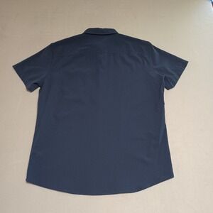 FLX Urban Commuter Mens Large Slim Navy Blue Short Sleeve Button Down Shirt